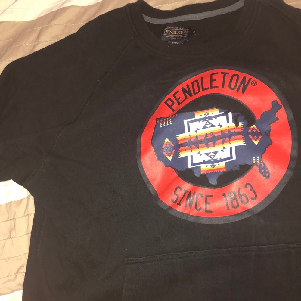 Black Pendleton Crew Neck Sweater With Front Pock… - image 1